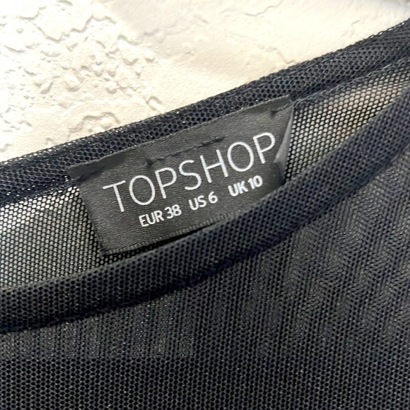 TopShop Mesh Bodycon Peplum Black Mini Dress with Ruffle Skirt - Y2K - Picture 9 of 12